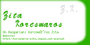 zita korcsmaros business card